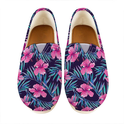 Teal Tropical Hibiscus Pattern Print Casual Shoes