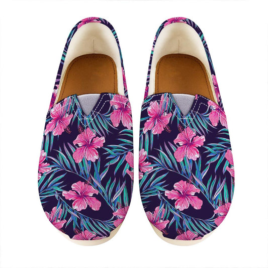 Teal Tropical Hibiscus Pattern Print Casual Shoes