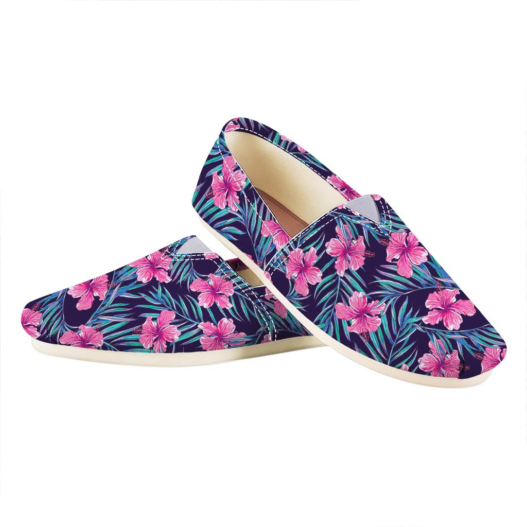 Teal Tropical Hibiscus Pattern Print Casual Shoes
