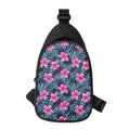 Teal Tropical Hibiscus Pattern Print Sling Bag