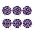 Teal Tropical Hibiscus Pattern Print Coaster Set
