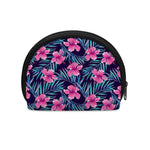 Teal Tropical Hibiscus Pattern Print Coin Purse