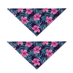Teal Tropical Hibiscus Pattern Print Dog Bandana