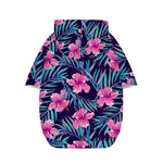 Teal Tropical Hibiscus Pattern Print Dog Zip Up Hoodie