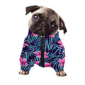 Teal Tropical Hibiscus Pattern Print Dog Zip Up Jacket