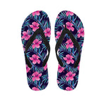 Teal Tropical Hibiscus Pattern Print Flip Flops