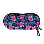 Teal Tropical Hibiscus Pattern Print Glasses Case