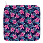 Teal Tropical Hibiscus Pattern Print Hand Towel
