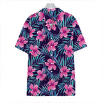 Teal Tropical Hibiscus Pattern Print Hawaiian Shirt