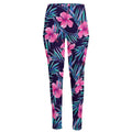 Teal Tropical Hibiscus Pattern Print High-Waisted Pocket Leggings
