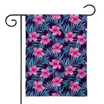 Teal Tropical Hibiscus Pattern Print House Flag
