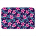 Teal Tropical Hibiscus Pattern Print Indoor Door Mat