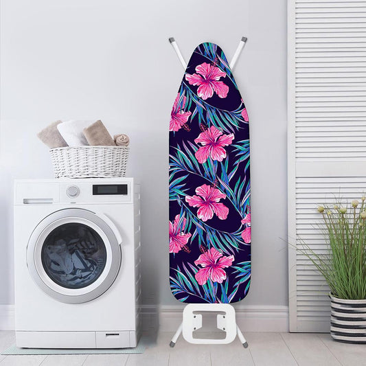 Teal Tropical Hibiscus Pattern Print Ironing Board Cover