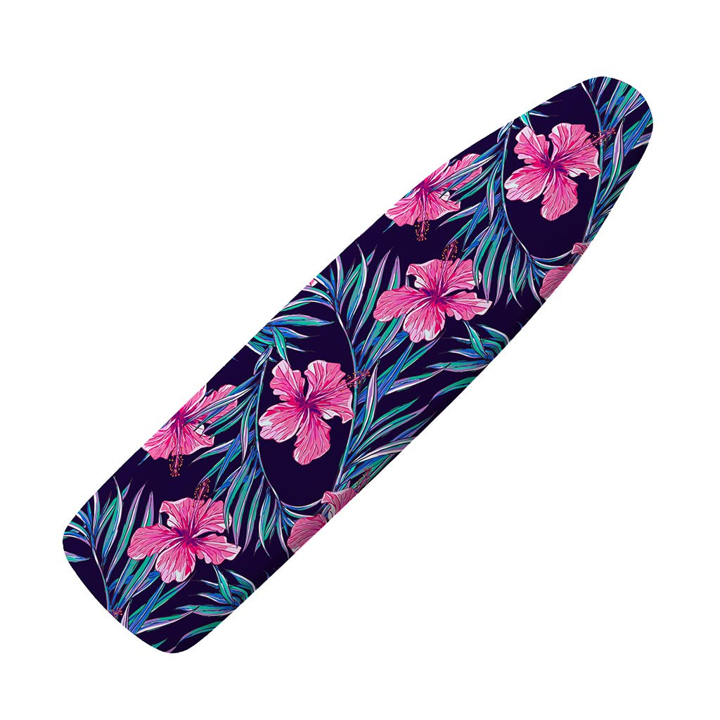 Teal Tropical Hibiscus Pattern Print Ironing Board Cover