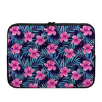 Teal Tropical Hibiscus Pattern Print Laptop Sleeve