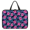 Teal Tropical Hibiscus Pattern Print Laptop Sleeve With Handle