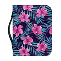 Teal Tropical Hibiscus Pattern Print Leather Bible Cover