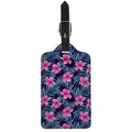 Teal Tropical Hibiscus Pattern Print Luggage Tag