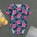 Teal Tropical Hibiscus Pattern Print Men's Bodysuit