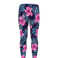 Teal Tropical Hibiscus Pattern Print Men's Leggings