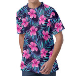 Teal Tropical Hibiscus Pattern Print Men's Velvet T-Shirt