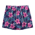 Teal Tropical Hibiscus Pattern Print Mesh Shorts