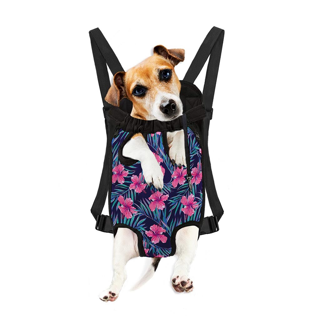 Teal Tropical Hibiscus Pattern Print Pet Carrier Backpack