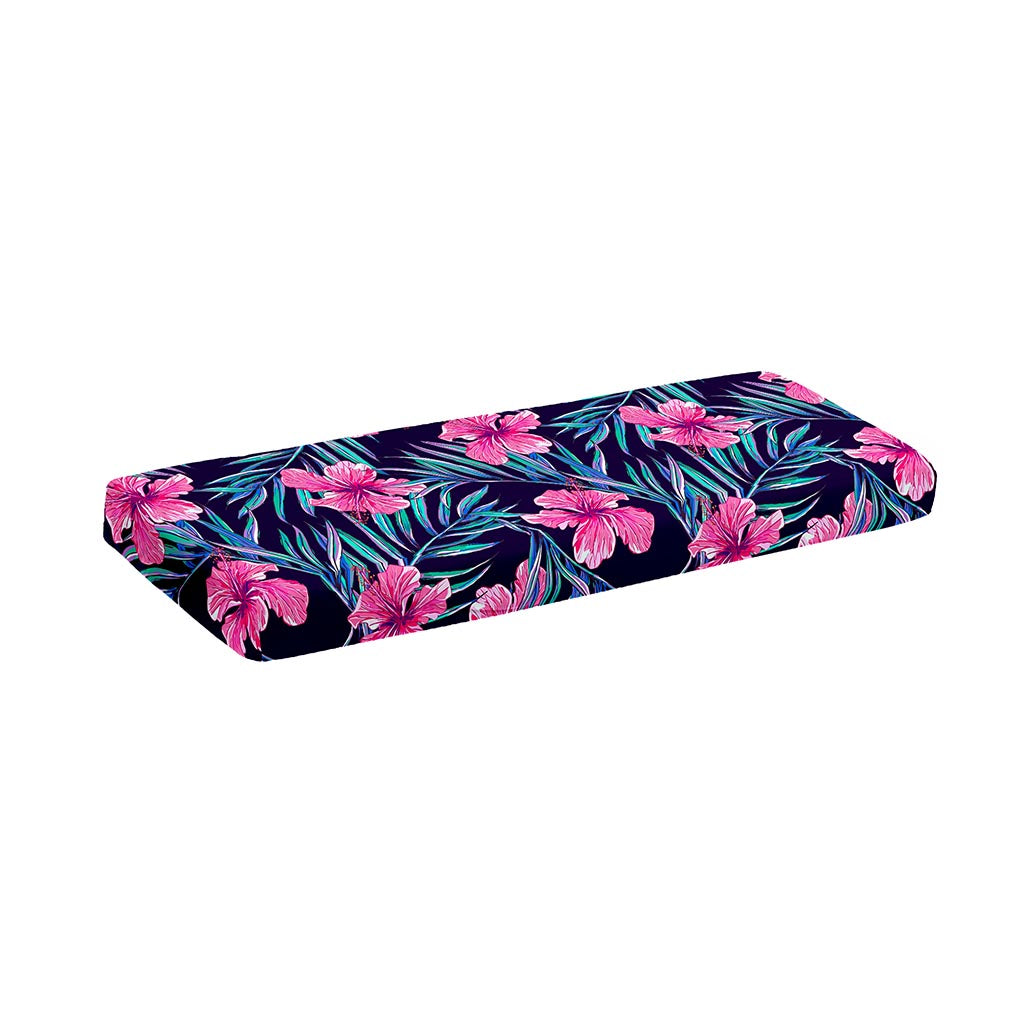 Teal Tropical Hibiscus Pattern Print Piano Keyboard Cover
