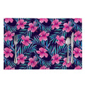 Teal Tropical Hibiscus Pattern Print Placemat