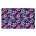 Teal Tropical Hibiscus Pattern Print Polyester Doormat