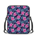 Teal Tropical Hibiscus Pattern Print Rectangular Crossbody Bag