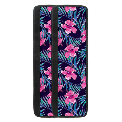Teal Tropical Hibiscus Pattern Print Refrigerator Handle Covers