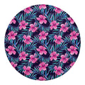 Teal Tropical Hibiscus Pattern Print Round Blanket