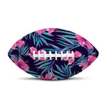 Teal Tropical Hibiscus Pattern Print Rugby Ball