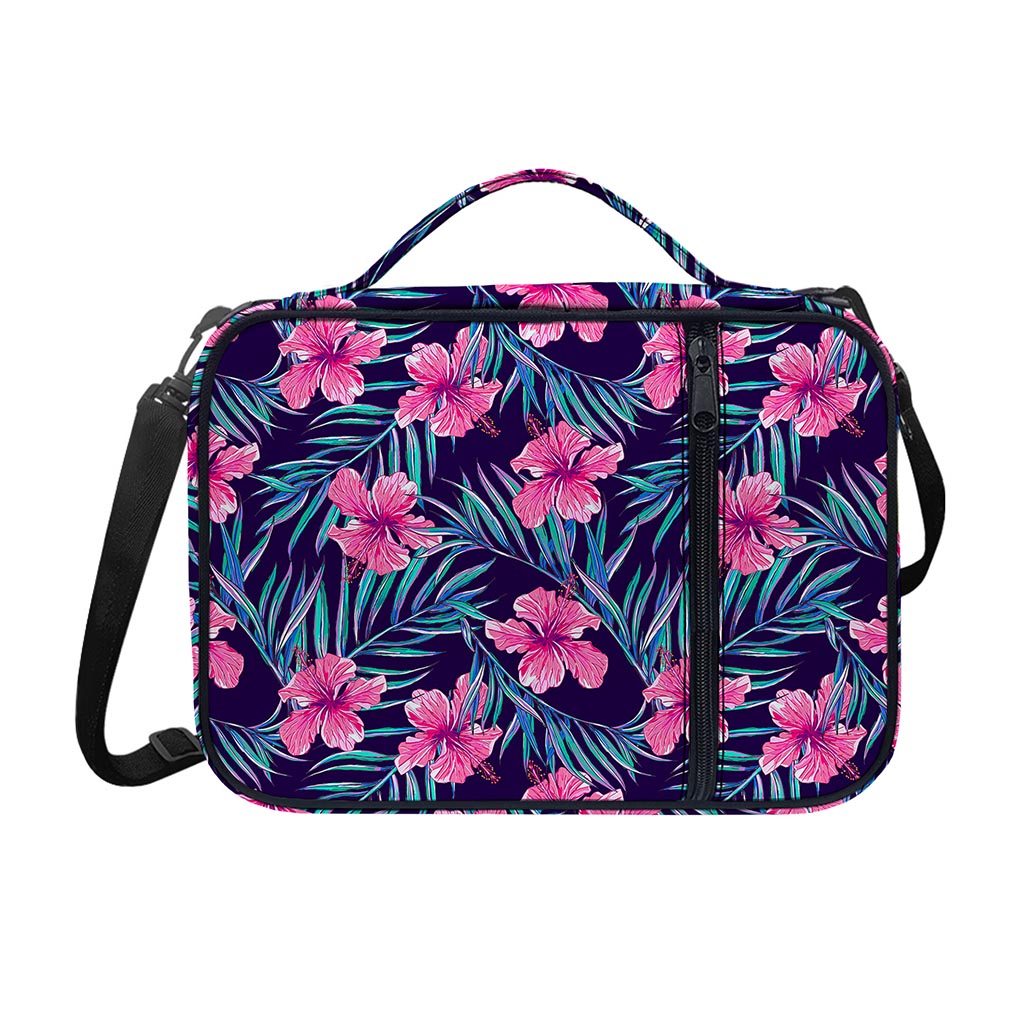 Teal Tropical Hibiscus Pattern Print Shoulder Strap Bible Bag