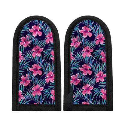 Teal Tropical Hibiscus Pattern Print Skillet Handle Cover