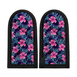 Teal Tropical Hibiscus Pattern Print Skillet Handle Cover