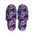 Teal Tropical Hibiscus Pattern Print Slippers