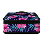 Teal Tropical Hibiscus Pattern Print Small Lunch Bag