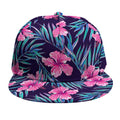 Teal Tropical Hibiscus Pattern Print Snapback Cap
