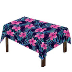 Teal Tropical Hibiscus Pattern Print Tablecloth
