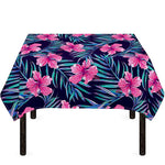 Teal Tropical Hibiscus Pattern Print Tablecloth
