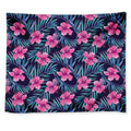 Teal Tropical Hibiscus Pattern Print Tapestry