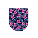 Teal Tropical Hibiscus Pattern Print Toilet Lid Cover