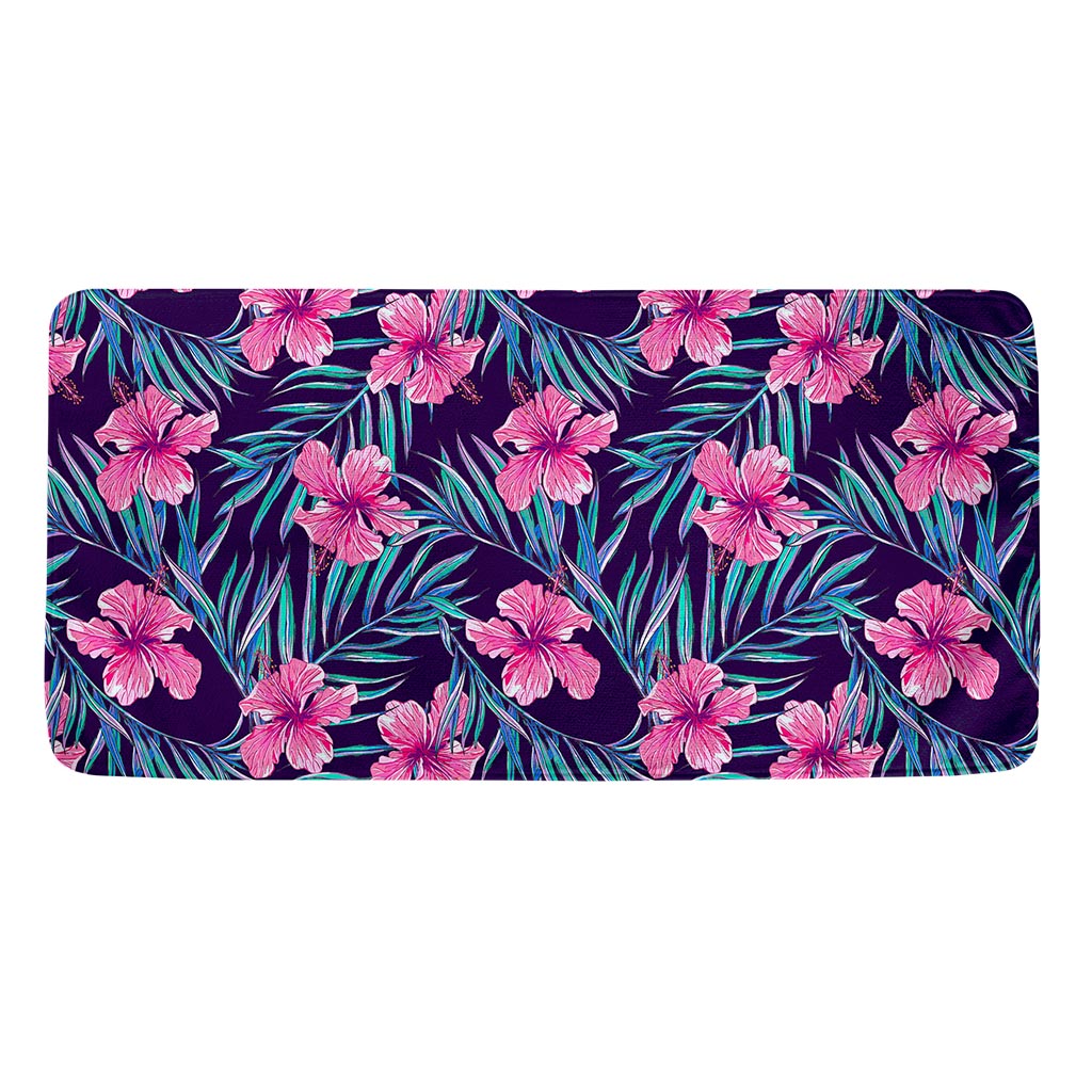 Teal Tropical Hibiscus Pattern Print Towel