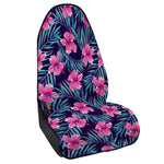 Teal Tropical Hibiscus Pattern Print Waterproof Car Seat Cover