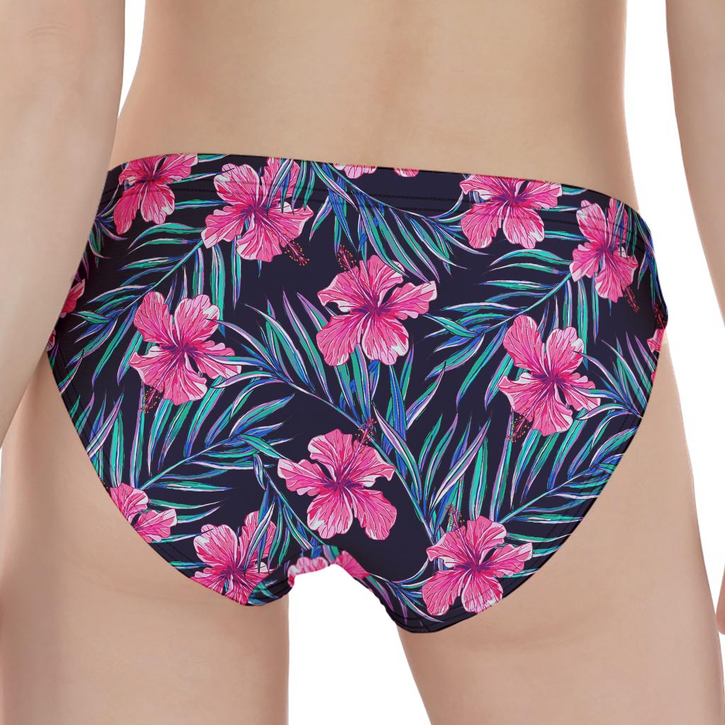 Teal Tropical Hibiscus Pattern Print Women's Panties