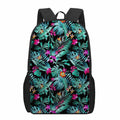 Teal Tropical Leaf Hawaii Pattern Print 17 Inch Backpack