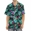 Teal Tropical Leaf Hawaii Pattern Print Aloha Shirt