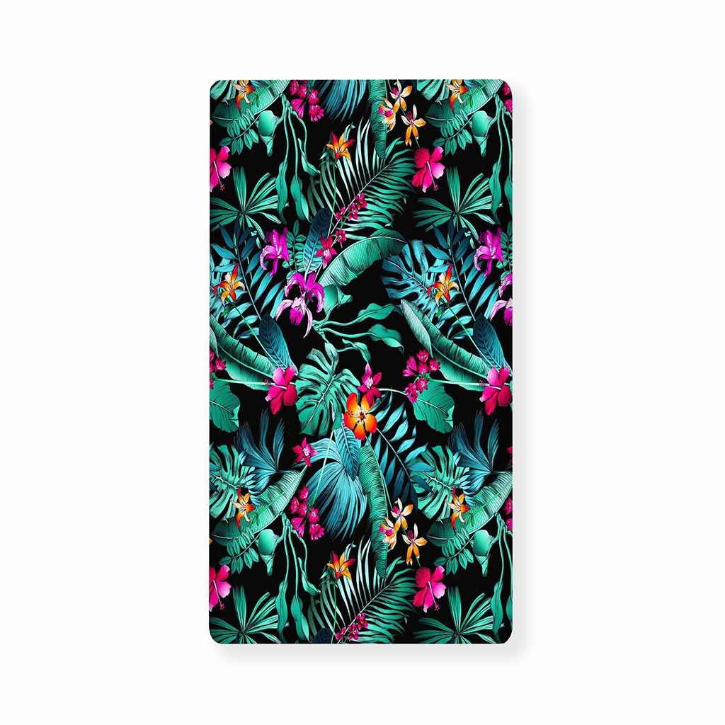Teal Tropical Leaf Hawaii Pattern Print Baby Crib Sheet